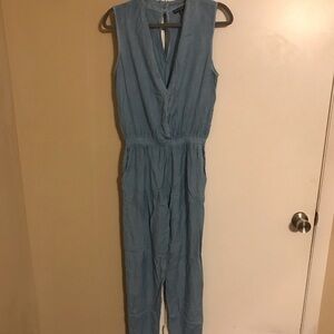 Denim like Keyhole back Jumpsuit